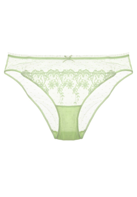 Womens Lime Embroidered Lace Briefs