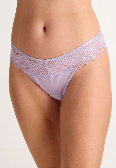 Womens Lilac Lace Frill Thong