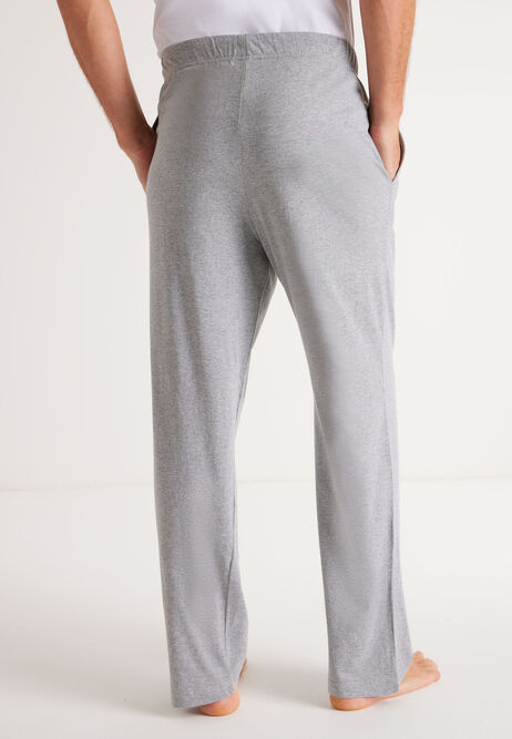 Mens Grey & Navy Long Jersey Pyjama Bottoms