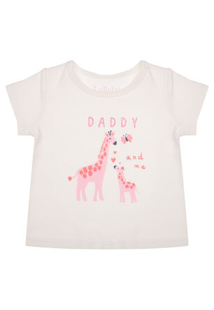 Baby Girls White Giraffe Print Daddy T-Shirt