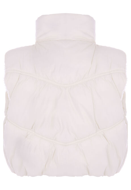 Older Girls Cream Reversible Crop Gilet