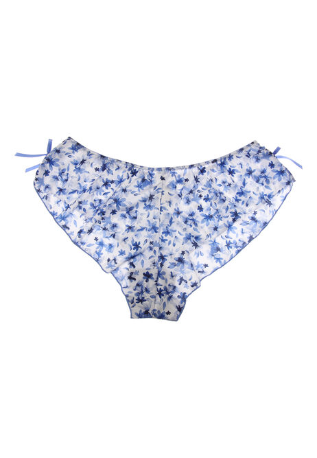Womens Blue Floral Satin Knickers