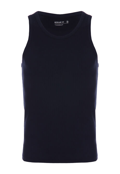 Mens Navy Ribbed Vest