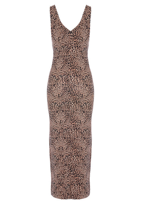 Womens Leopard Print Vest Maxi Dress
