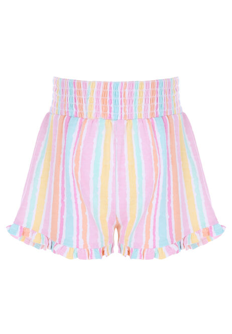 Younger Girls Multi-Coloured Striped Crinkle Shorts