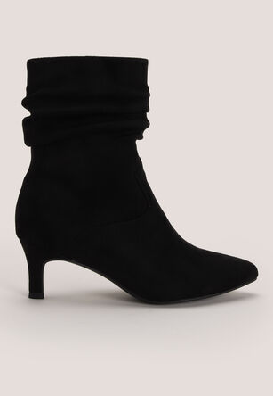 Womens Black Suedette Slouch Style Boots