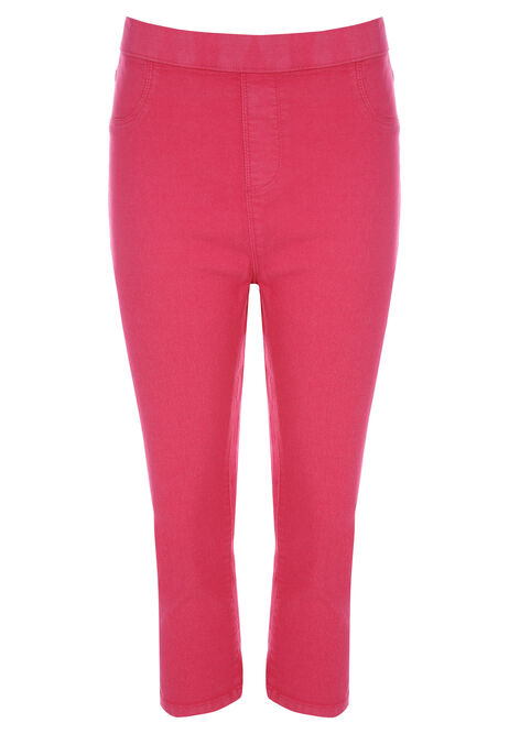 Womens Pink Plain Kate Cropped Jeggings
