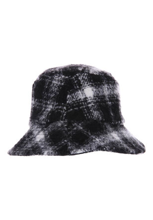 Womens Black & White Check Bucket Hat 