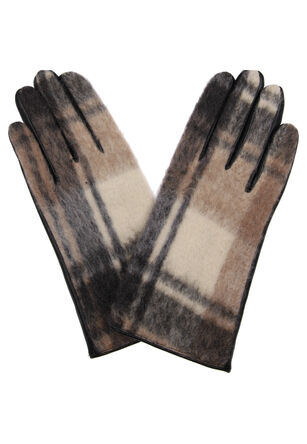 Womens Brown Brushed Check Glove