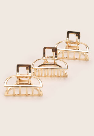 Womens 3pk Gold Claw Clip  