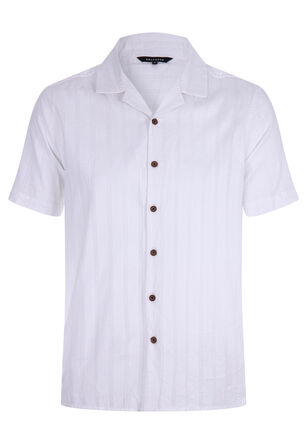 Mens White Textured Stripe Shirt