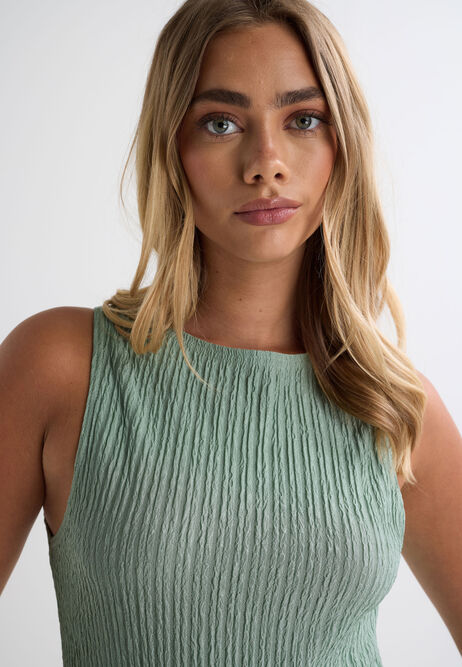 Womens Sage Ripple Texture Vest Top