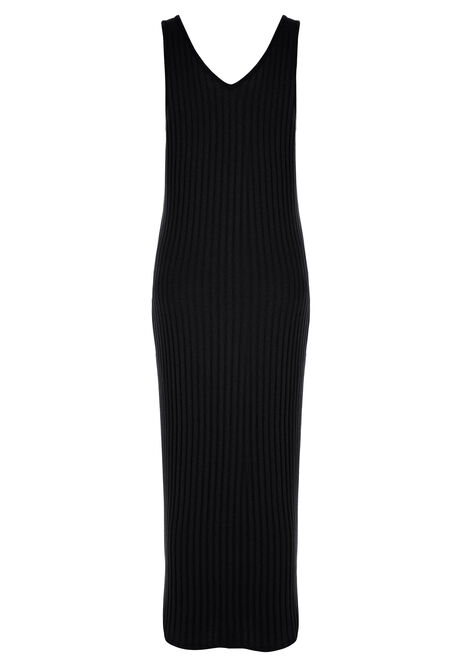 Womens Black Rib Vest Maxi Dress