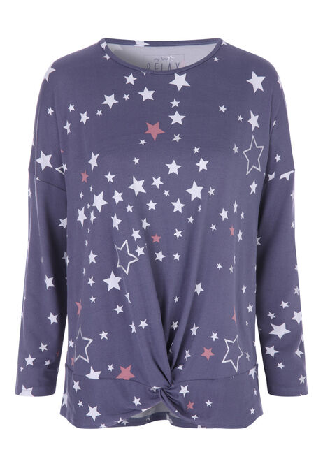 Womens Blue Star Soft Touch Pj Top 