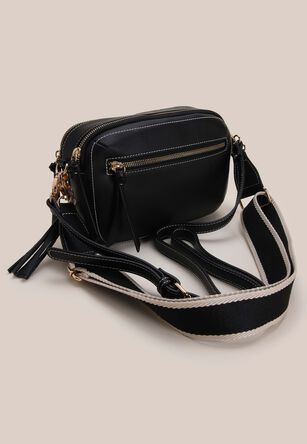 Womens Black Tassel PU Camera Bag