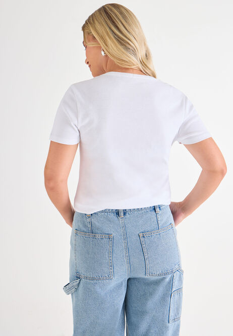 Womens White Crew Neck Top