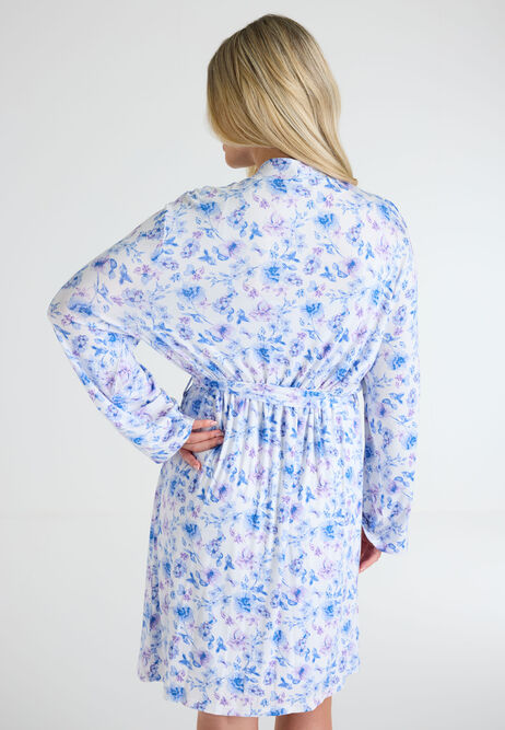 Womens Blue Floral Robe