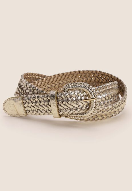 Womens Gold Metallic Braided Belt