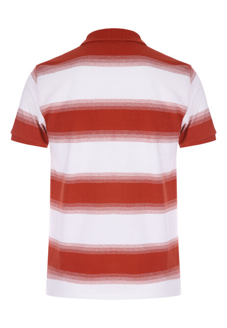 Mens Red & White Horizontal Stripe Polo Shirt