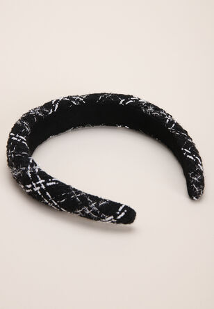 Womens Black & White Boucle Headband