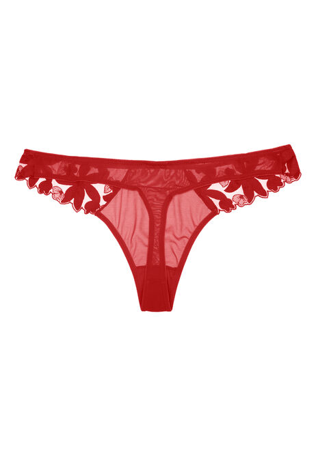 Womens Red Embroidered Thong | Peacocks