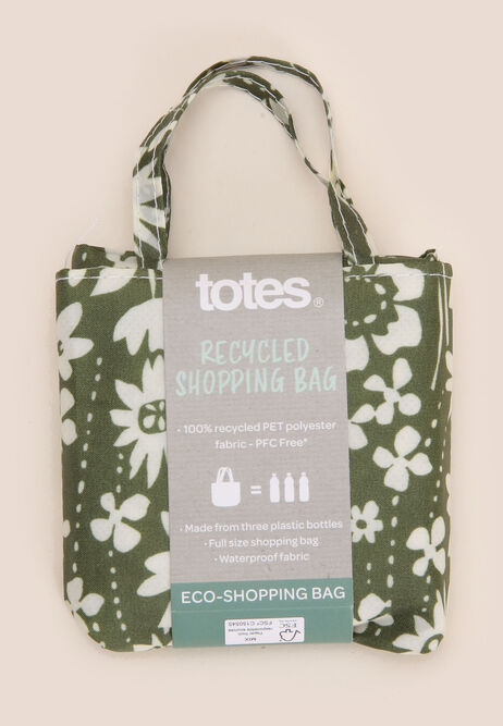 Green Floral Foldable Eco Shopper Tote 