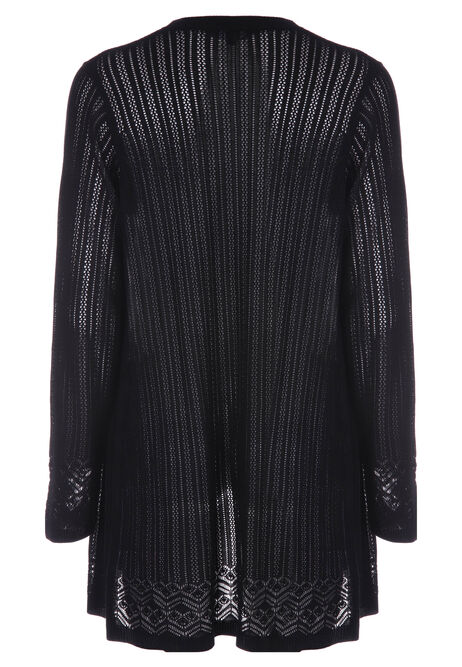 Womens Black Pointelle Longline Cardigan