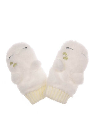 Younger Girls Faux Fur Unicorn Mittens