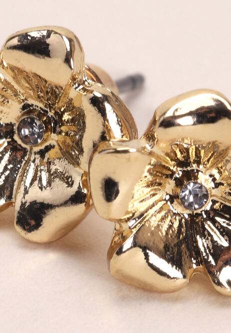 Womens Mini Gold Flower Stud Earrings