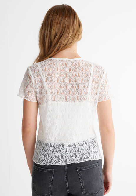 Older Girls White Lace Top