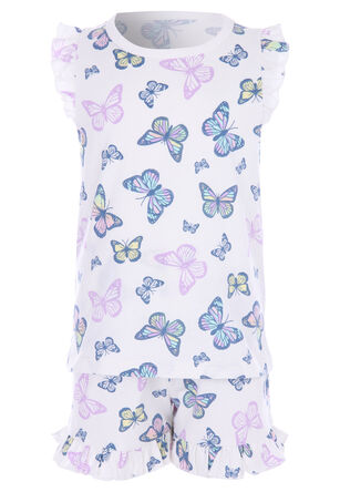 Younger Cream Butterfly Print Frill Short Pyjama Set
