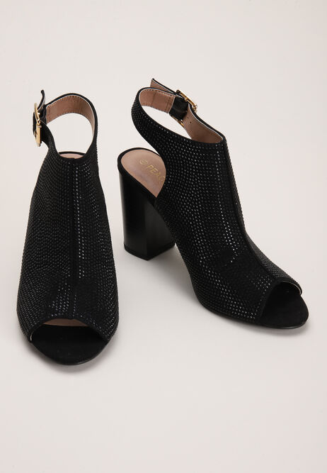 Womens Black Sparkle Cut Out Shoe Boot