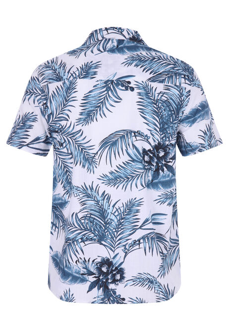 Mens White Palm Leaf Print Shirt