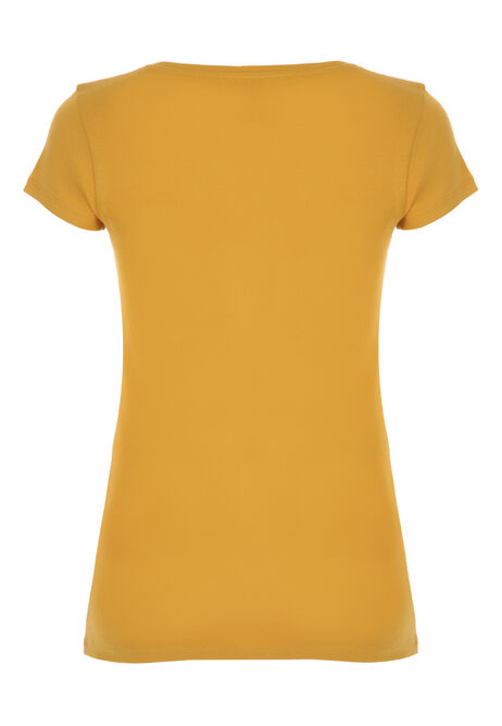 Womens Mustard Pure Cotton V Neck T-shirt