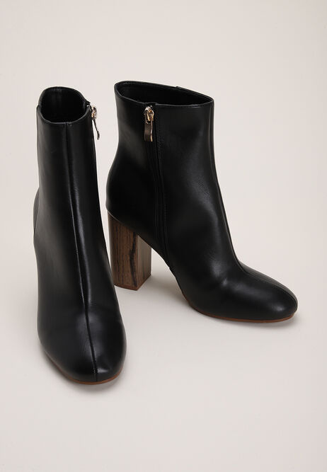 Womens Black Almond Toe Ankle Boots