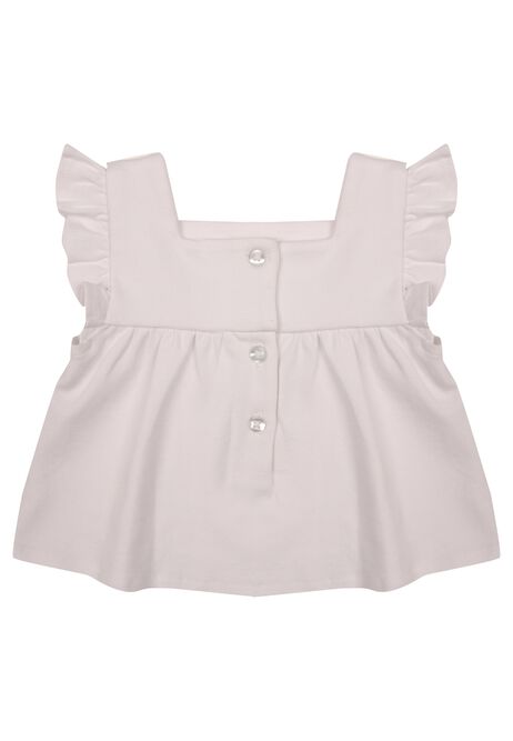 Baby Girls White Embroidered Top and Stripe Shorts Set