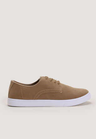 Mens Sand Lace Up Microfibre Trainers