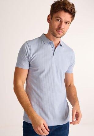 Mens Light Blue Textured Polo Shirt