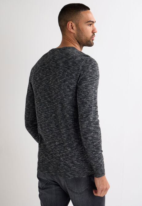 Mens Charcoal Space Dye Knit Jumper