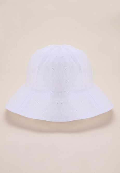 Baby Girl White Embroidered Sun Hat