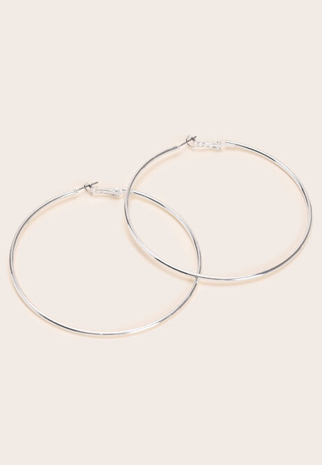 Womens Silver Oversized Hoop Earrings