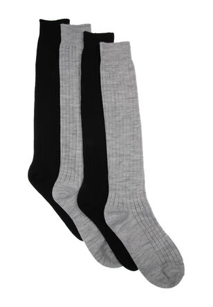 Womens 2pk Black & Grey Knee High Thermal Socks