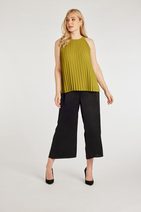 Womens Olive Green Pleated Halter Neck Top 
