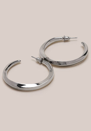 Womens Silver Large Chunky Hoops 