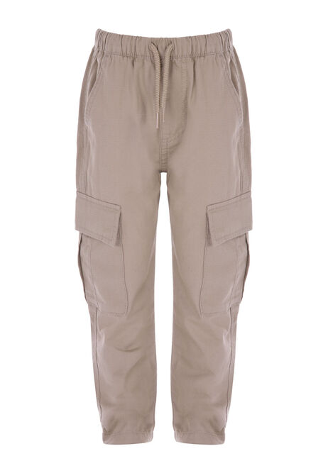 Younger Boy Stone Woven Cargo Trousers