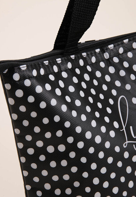 Womens Black & White Polka Dot Lunch Bag