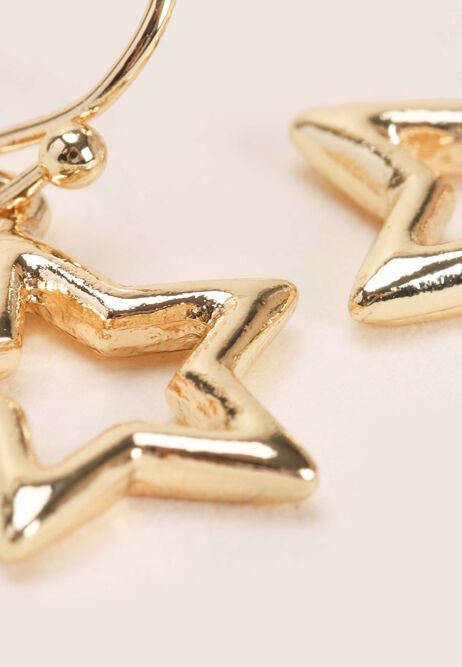 Womens Gold Star Drop Earrings