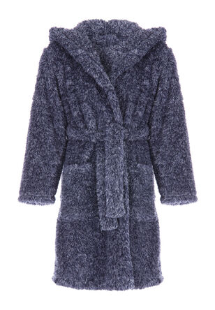 Boys Navy Sherpa Dressing Gown