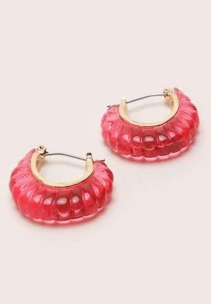 Womens Pink Resin Hoop Earrings