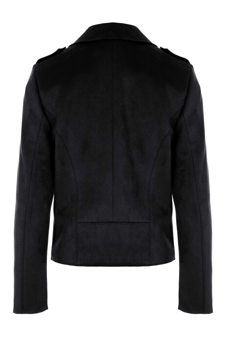 Womens Black Suedette Biker Jacket